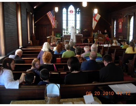 Interior of church during services